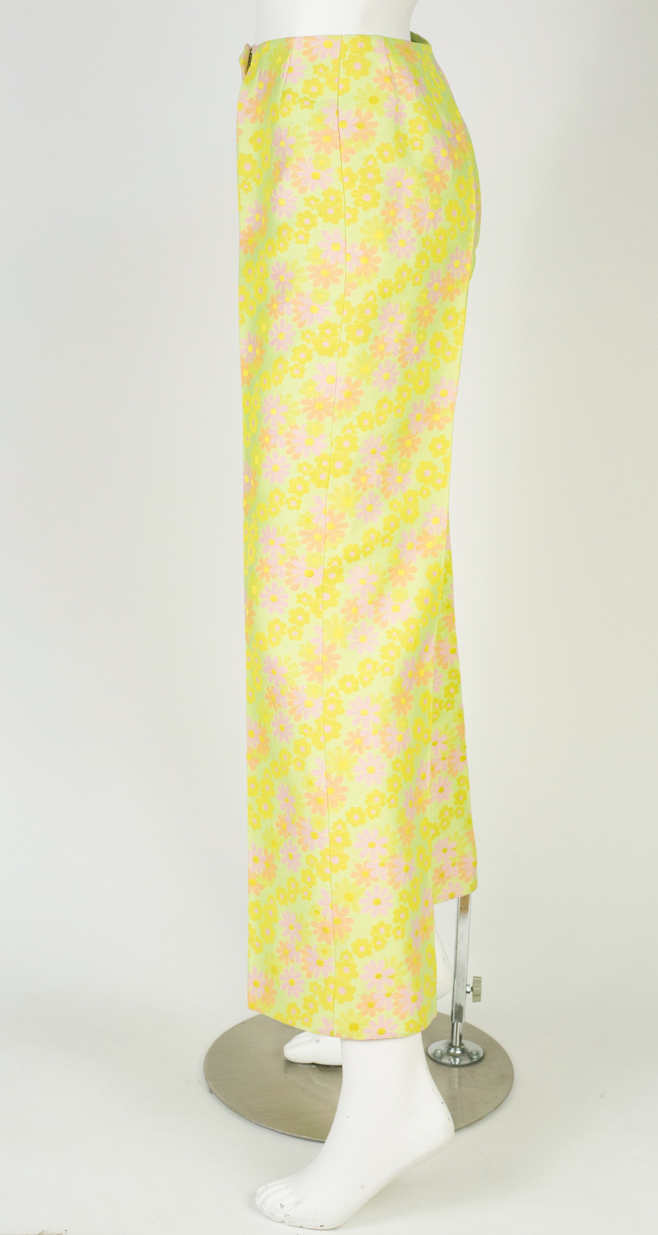 1960s Floral Silk Top & Brocade Trouser Set