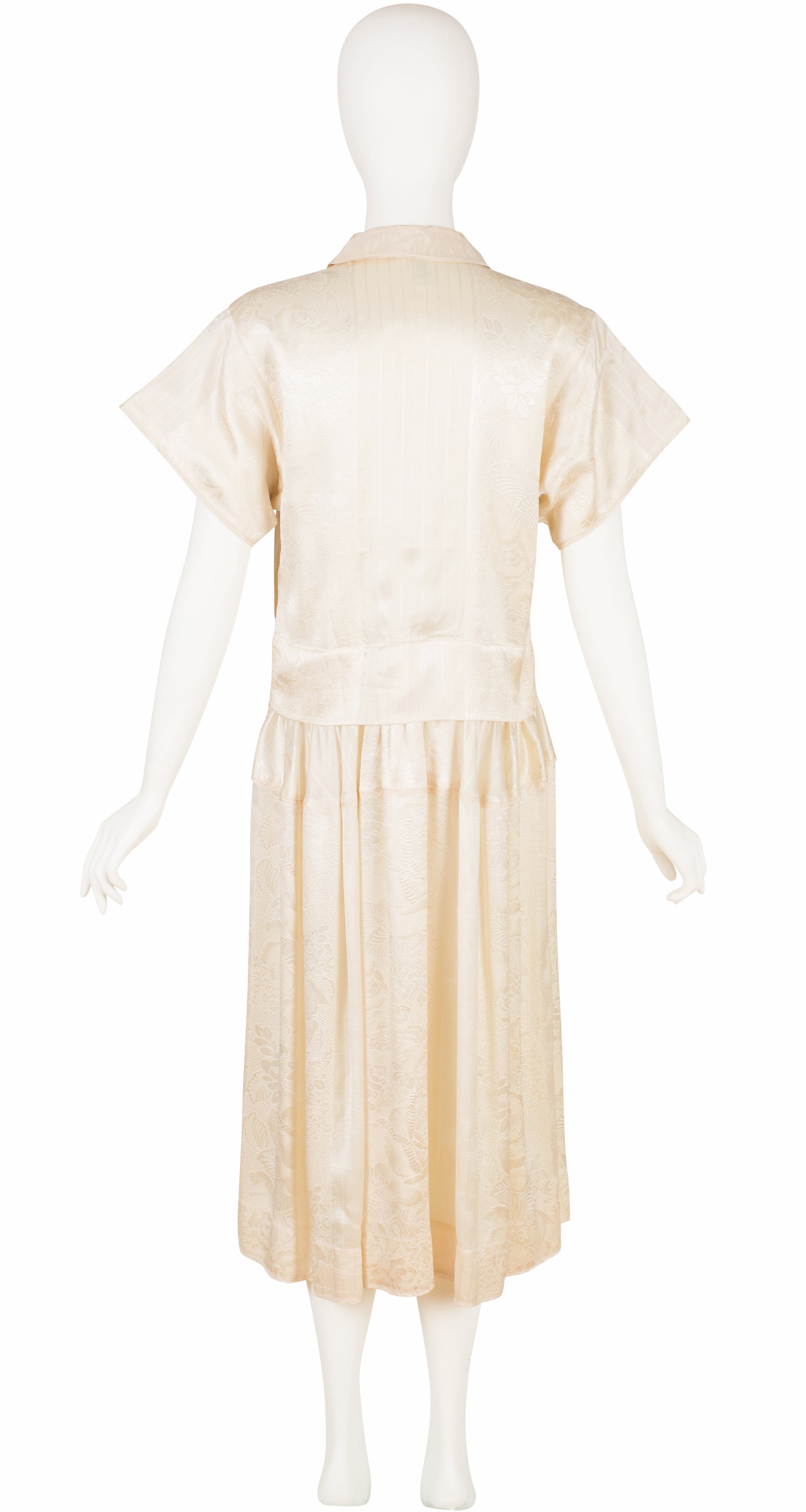 1982 S/S Runway Cream Floral Satin Jacquard Dress