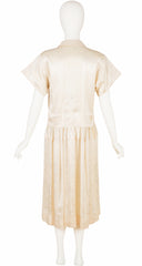 1982 S/S Runway Cream Floral Satin Jacquard Dress