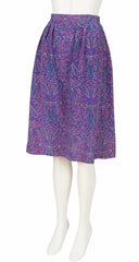 1977 Blue Paisley Silk Toggle Jacket & Skirt Set