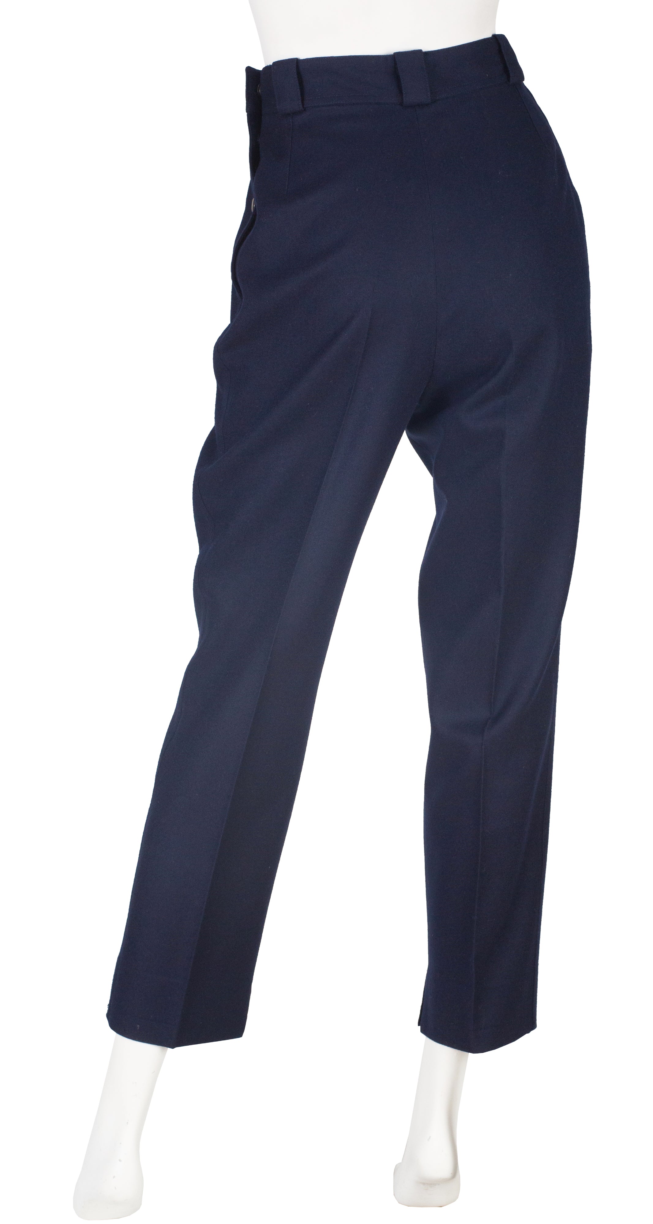 1980s Navy Wool High-Waisted Trousers
