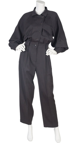 1980s Gray Wool Boiler Jumpsuit