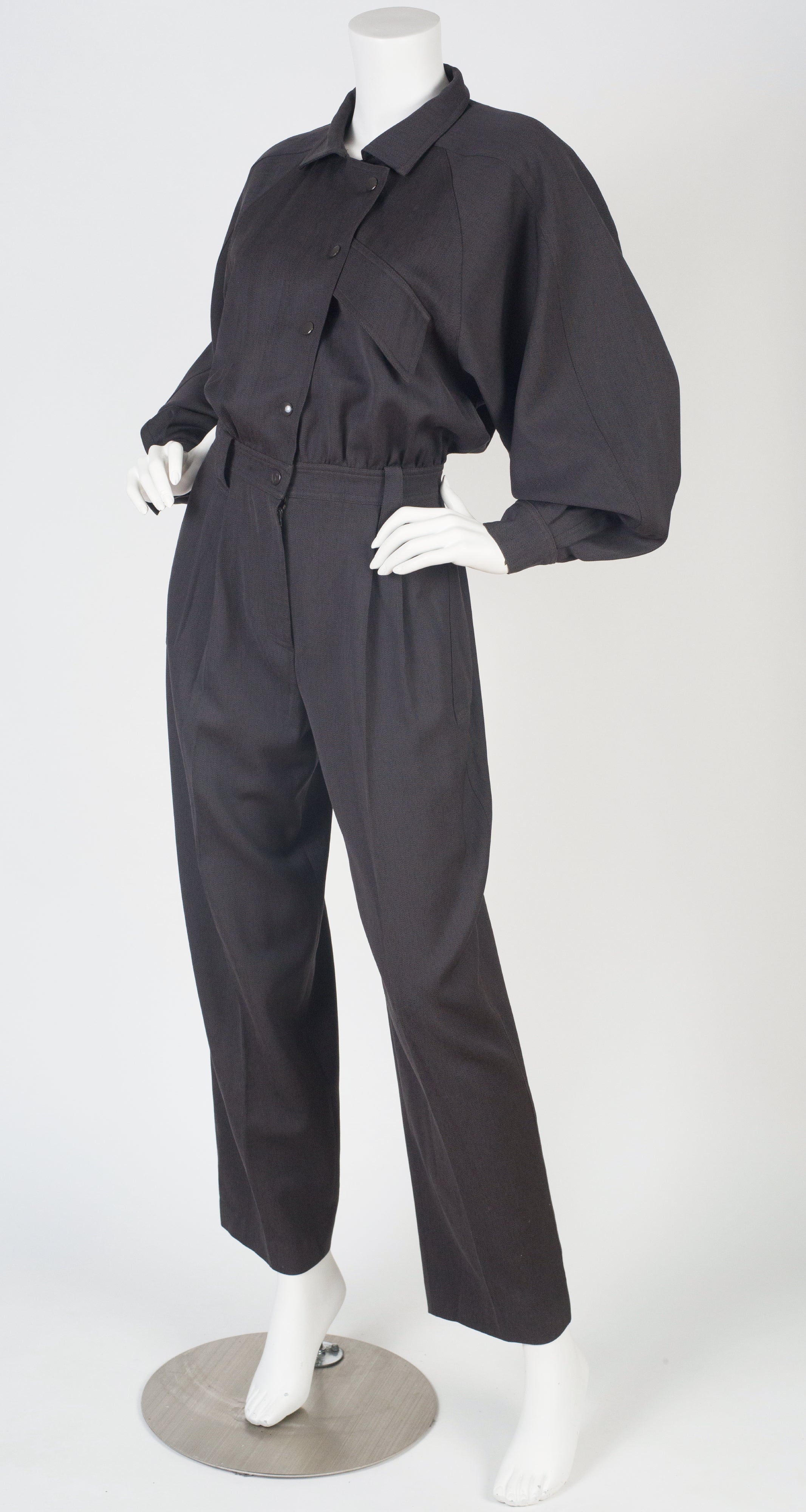 1980s Gray Wool Boiler Jumpsuit