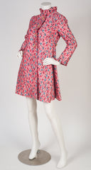 1960s Tulip Print Pink Raw Silk Coat