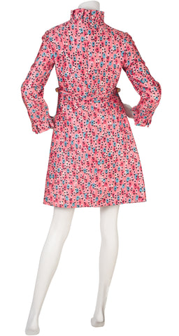 1960s Tulip Print Pink Raw Silk Coat