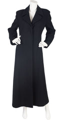 1990s Minimalist Black Wool Floor Length Coat