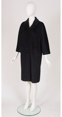 1950s Black Mohair Collared Cocoon Coat