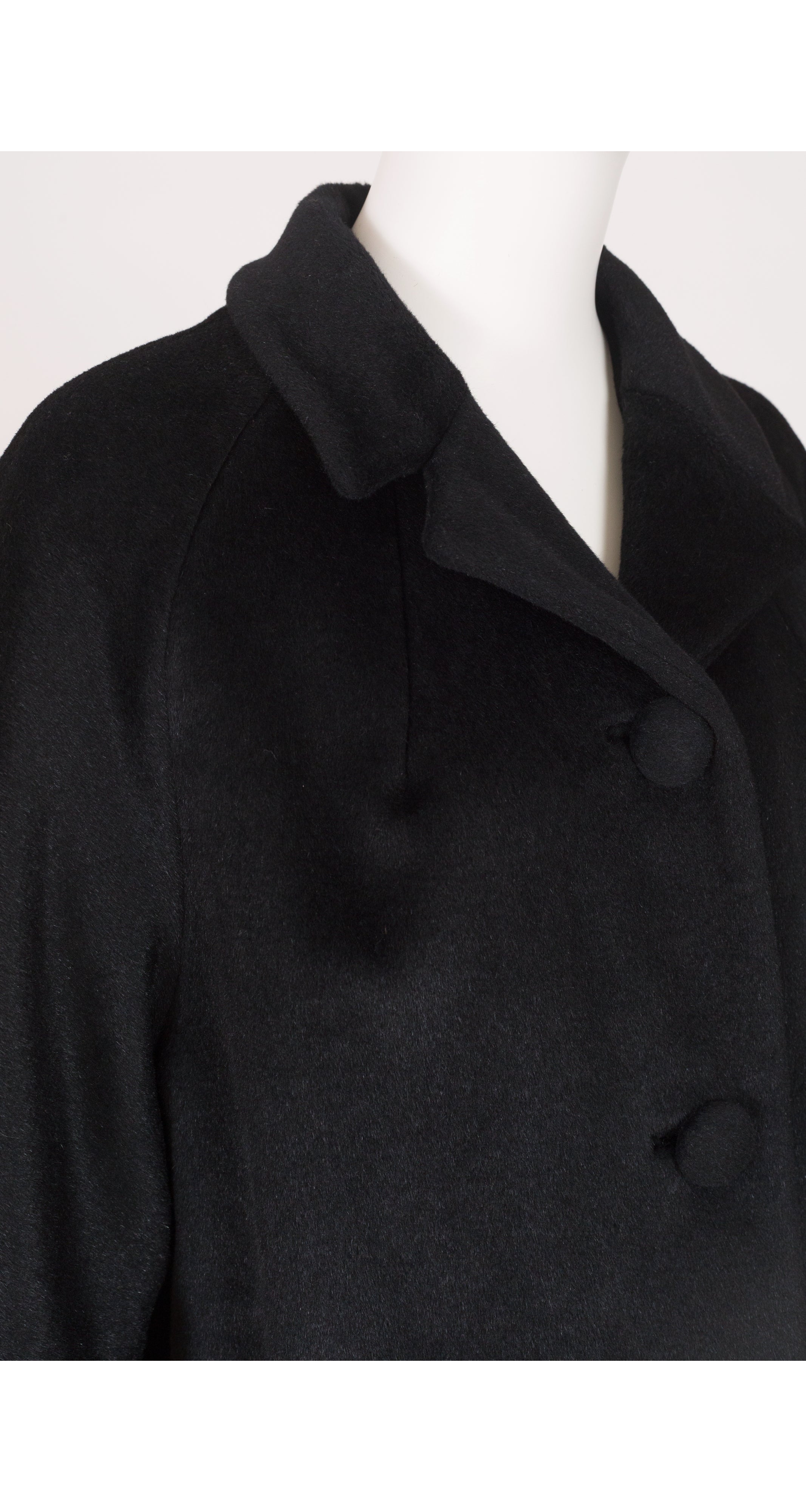 Lilli Ann 1950s Vintage Black Mohair Collared Cocoon Coat ...