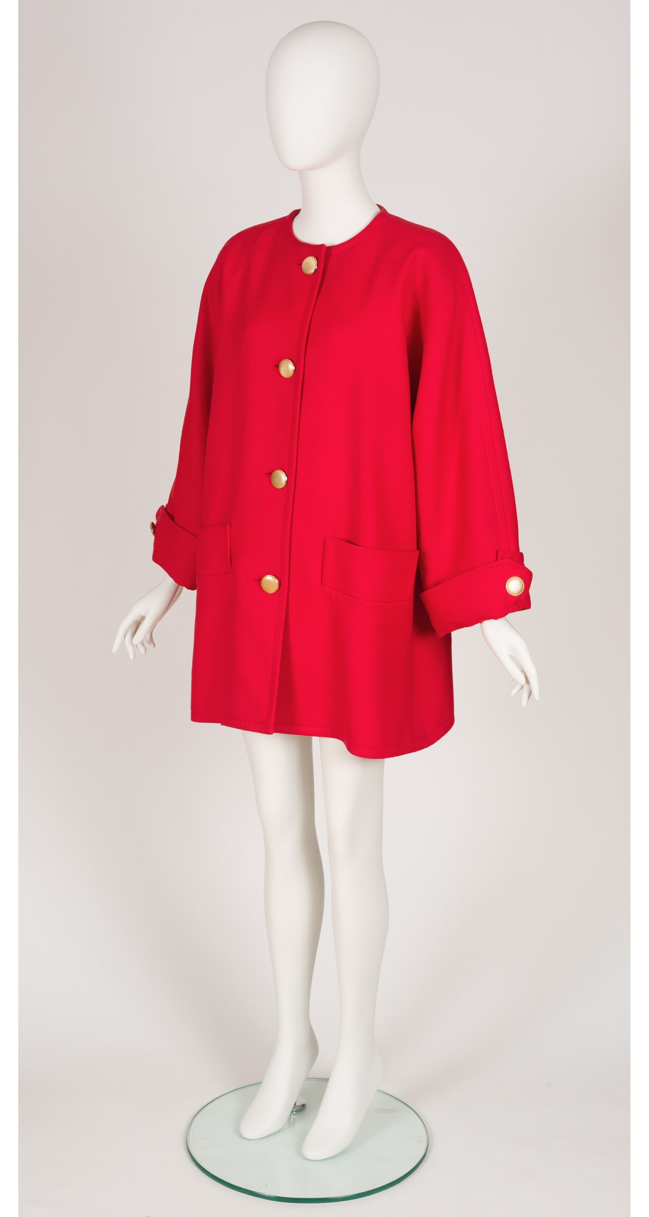 Givenchy 1980s Red Wool Box Cut Wide Sleeve Coat – Featherstone 