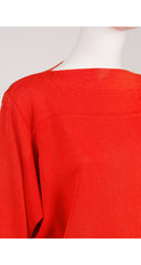 1980s Blood Orange Rayon Knit Dolman Sleeve Sweater
