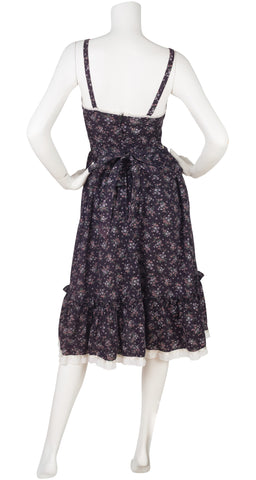 1970s Prairie-Style Calico Floral Cotton Sundress