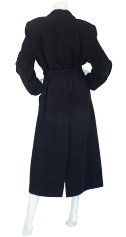 1980s Black Cashmere Double-Breasted Coat