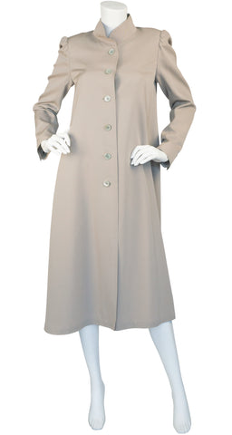 1978 Documented Taupe Wool Puff Shoulder Coat