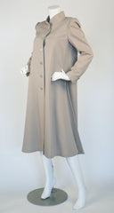 1978 Documented Taupe Wool Puff Shoulder Coat