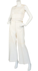 1960s Crochet Cut-Out Cream Wool Three-Piece Outfit