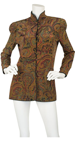 1980s Numbered Paisley Mandarin Collar Jacket