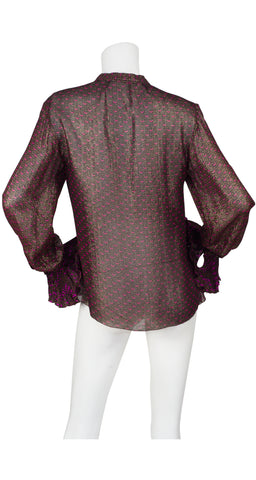 1970s Lurex Chevron Ruffle Cuff Blouse