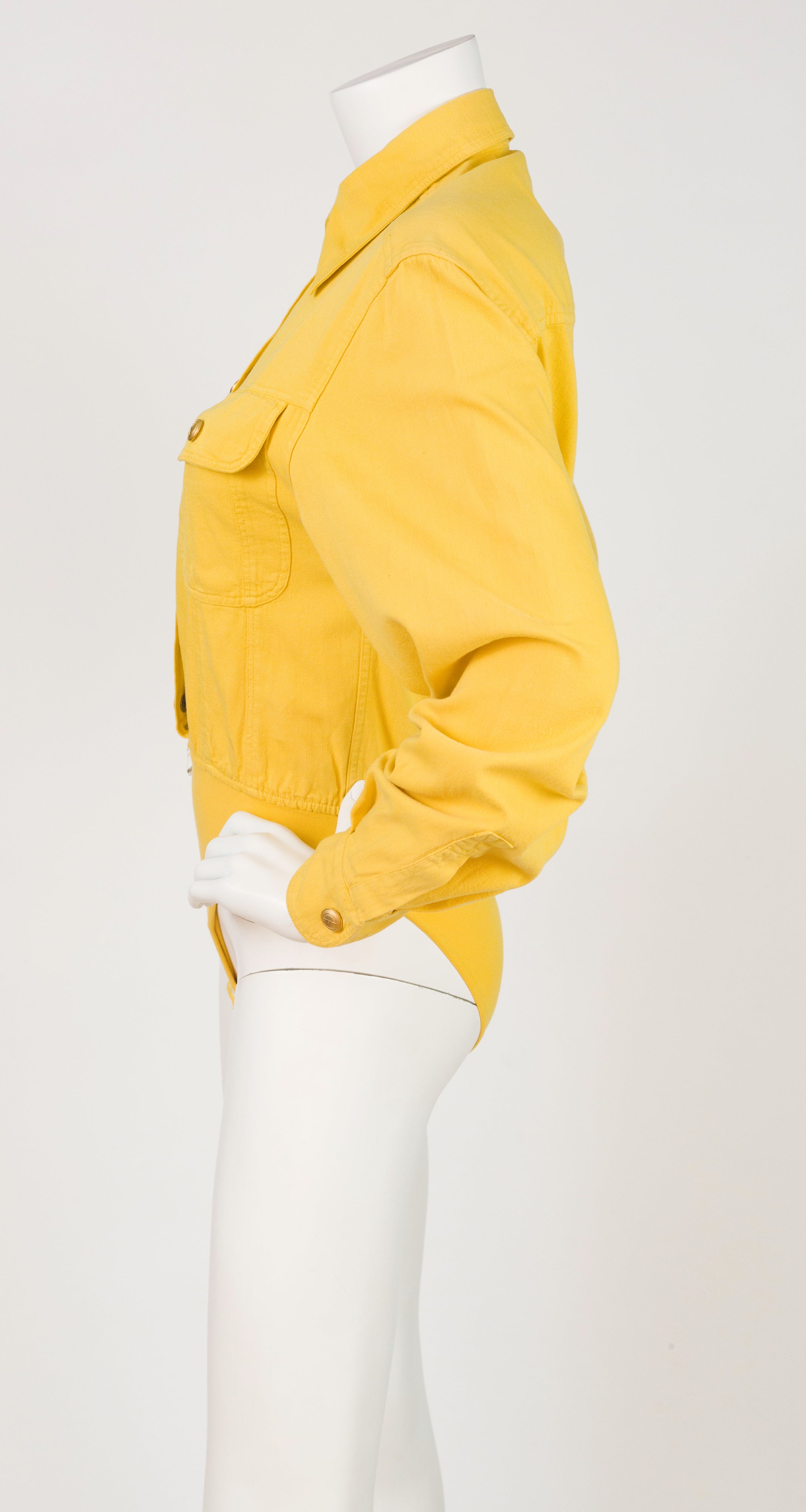 1993 Yellow Denim Cotton Logo Snap Bodysuit