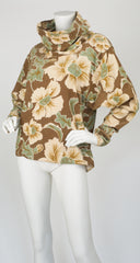 1970s Floral Corduroy Dolman Sleeve Turtleneck