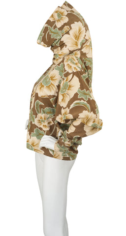 1970s Floral Corduroy Dolman Sleeve Turtleneck
