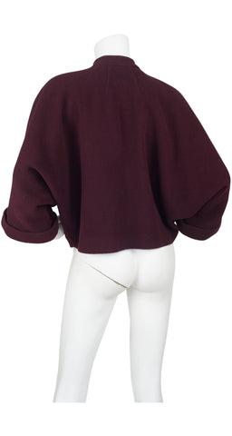 1960s Cardin-esque Burgundy Wool Dolman Sleeve Jacket