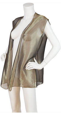 1990s Gold Silk Lamé Tunic Vest