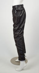 1980s "CD" Logo Snap Dark Brown Leather Pants