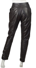 1980s "CD" Logo Snap Dark Brown Leather Pants