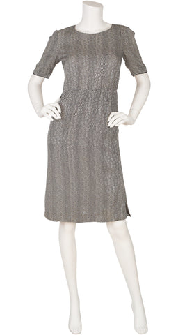 1980 S/S Black & White Jacquard Silk Dress