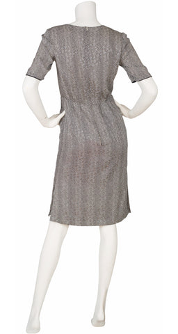 1980 S/S Black & White Jacquard Silk Dress