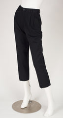 1970s Black Wool High-Waisted Straight-Leg Trousers
