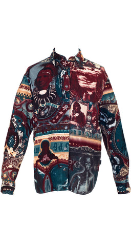 1990s JPG Jean's Unisex X-Ray Native American Print Corduroy Shirt