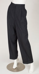 1980s Pinstripe Blue & Gray Wool High-Waisted Trousers
