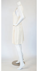 1973 S/S Runway Cream Raw Silk Tennis Style Dress