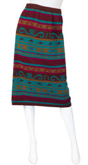 1980s Geometric Wool Knit High-Waisted Skirt