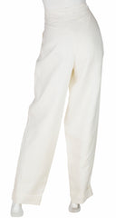 1980s White Linen High-Waisted Cuffed Trousers