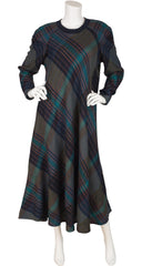 1980s Plaid Wool Long Sleeve Tent Dress