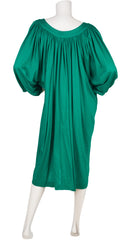 1980s Green Cotton Jersey Balloon Sleeve Dress