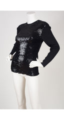 1980s Black Sequin & Wool Pullover Sweater