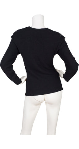1980s Black Sequin & Wool Pullover Sweater