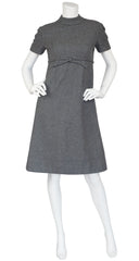 1960s Mod Gray Wool A-Line Dress