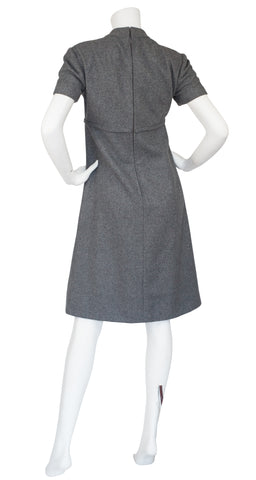 1960s Mod Gray Wool A-Line Dress