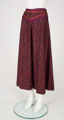 1970s Batik Print Black Brushed Cotton Skirt