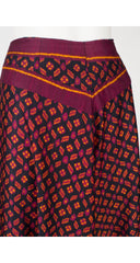 1970s Batik Print Black Brushed Cotton Skirt