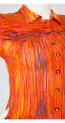 c. 1973 Iconic Orange Zig-Zag Knit Palazzo Two-Piece Set