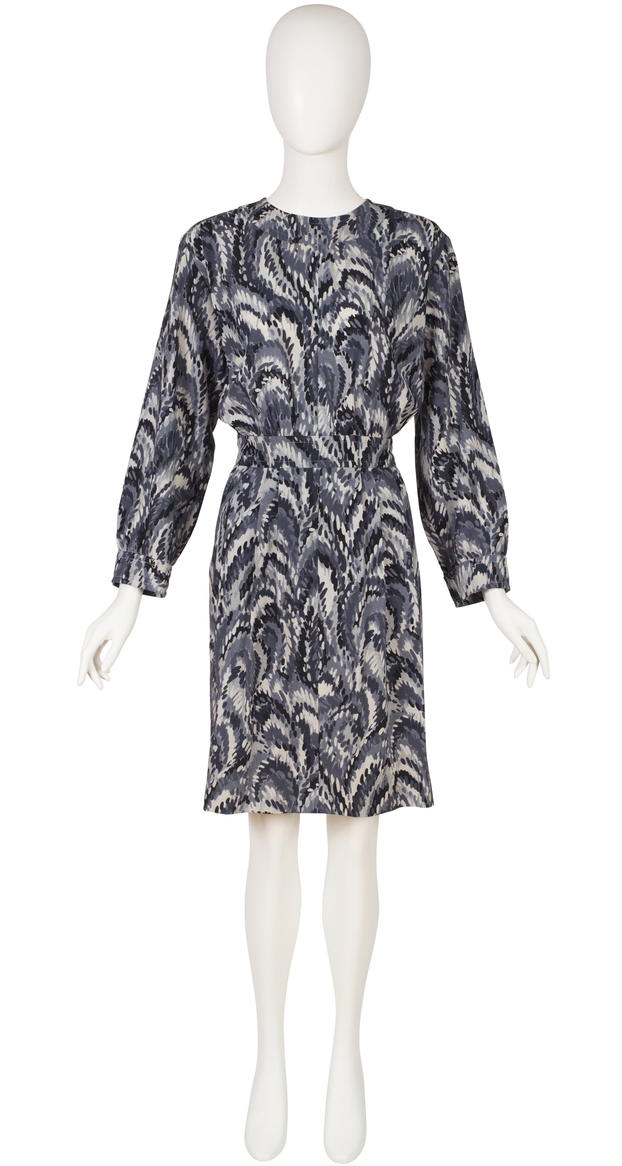1985-86 F/W Marbled Monochrome Wool Challis Dress