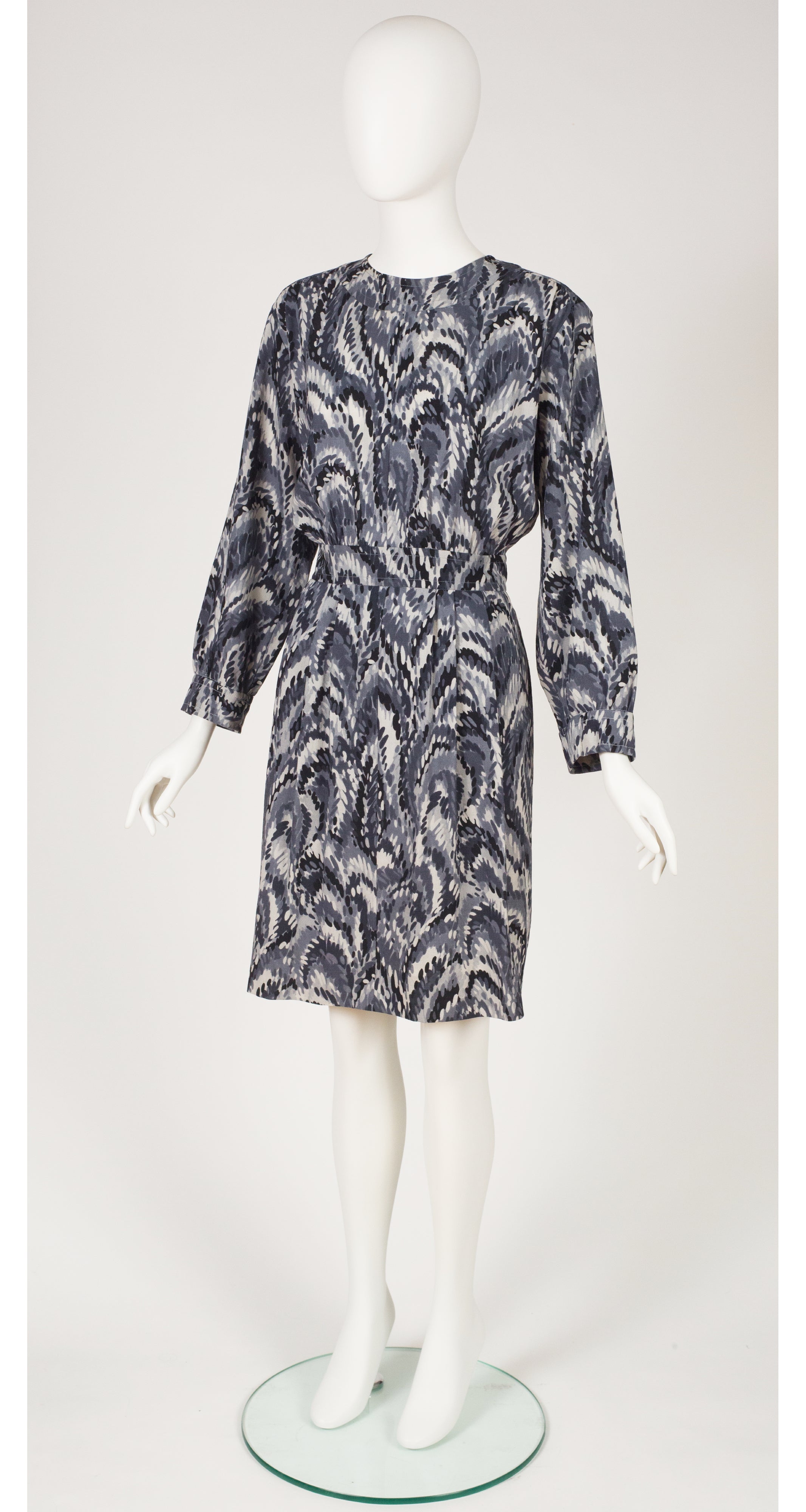 1985-86 F/W Marbled Monochrome Wool Challis Dress