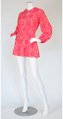 1960s Pink Thai Silk Balloon Sleeve Mini Dress