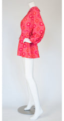 1960s Pink Thai Silk Balloon Sleeve Mini Dress