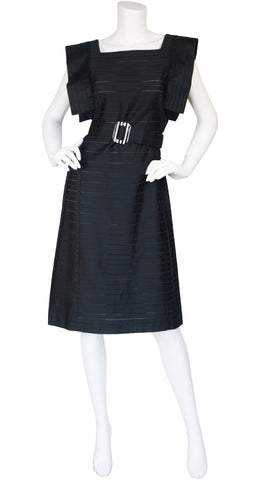 1980s Space Age Style Black Cotton Dress